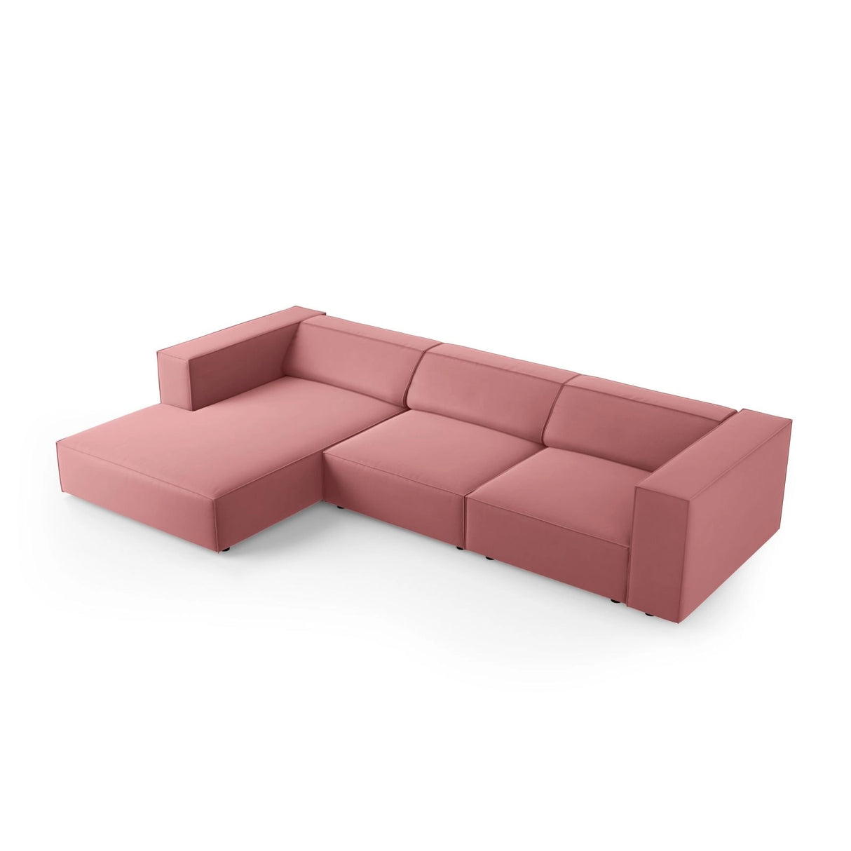 Arendal 4-Sitzer Ecksofa, Linke Seite, aus Samt in Flamingo (Casino Salmon), 284x166x70 cm von Cosmopolitan Design – Bild 5