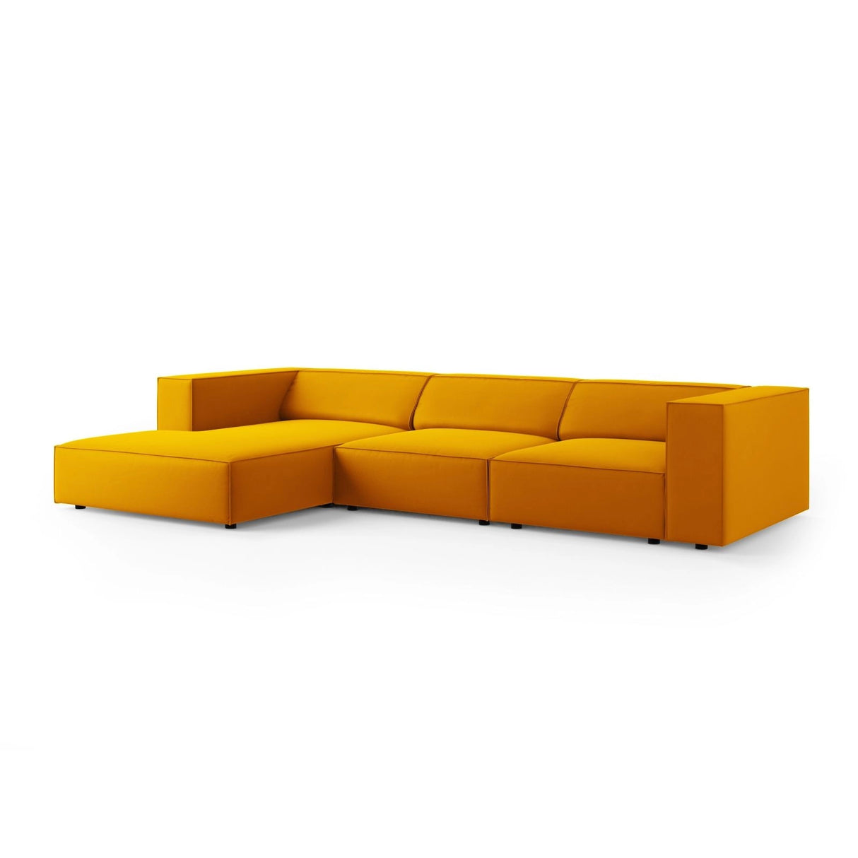 Arendal 4-Sitzer Ecksofa, Linke Seite, aus Samt in Gelb (Casino Mostaza), 284x166x70 cm von Cosmopolitan Design – Bild 3