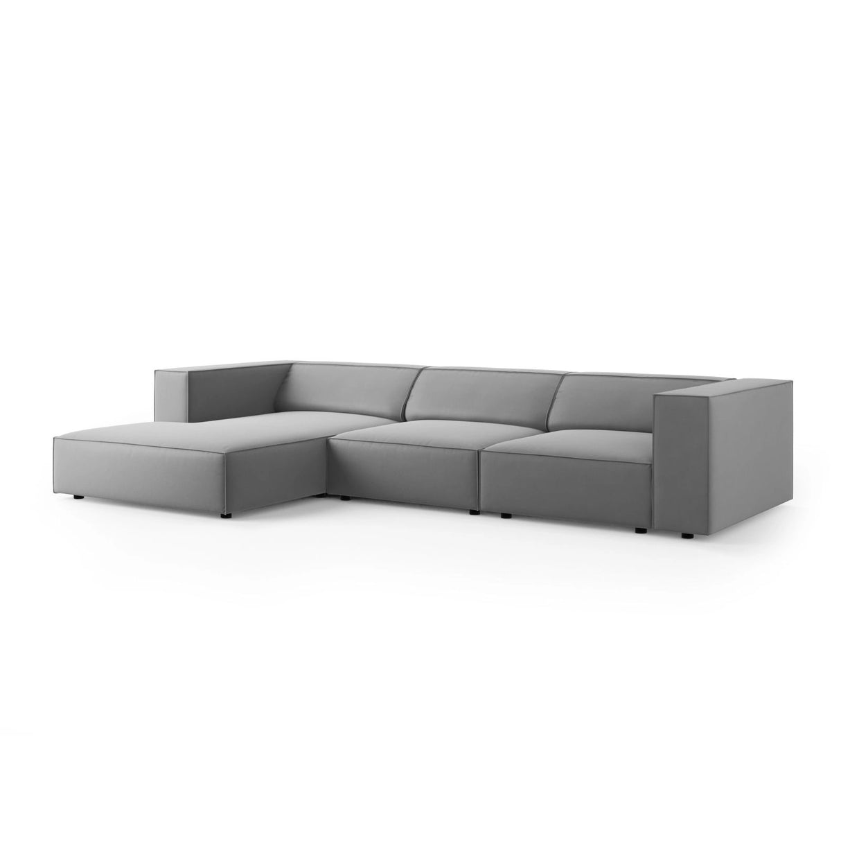 Arendal 4-Sitzer Ecksofa, Linke Seite, aus Samt in Hellgrau (Casino Ash), 284x166x70 cm von Cosmopolitan Design – Bild 3