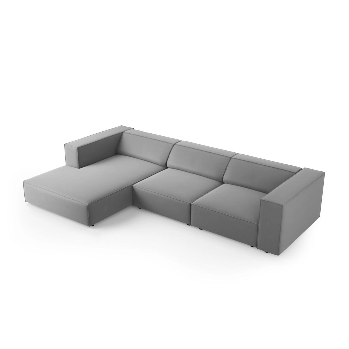 Arendal 4-Sitzer Ecksofa, Linke Seite, aus Samt in Hellgrau (Casino Ash), 284x166x70 cm von Cosmopolitan Design – Bild 5