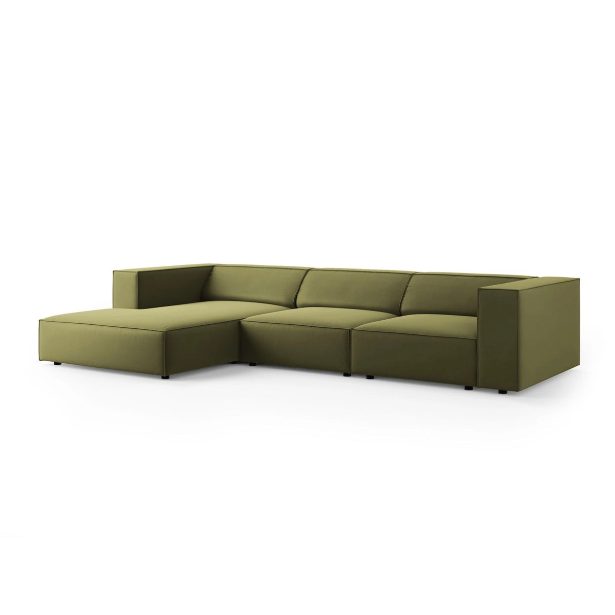 Arendal 4-Sitzer Ecksofa, Linke Seite, aus Samt in Hellgrün (Casino Forest), 284x166x70 cm von Cosmopolitan Design – Bild 3