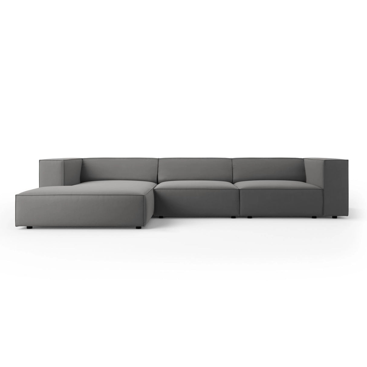 Arendal 4-Sitzer Ecksofa, Linke Seite, aus Samt in Warmes Grau (Casino Anthracite), 284x166x70 cm von Cosmopolitan Design – Bild 1
