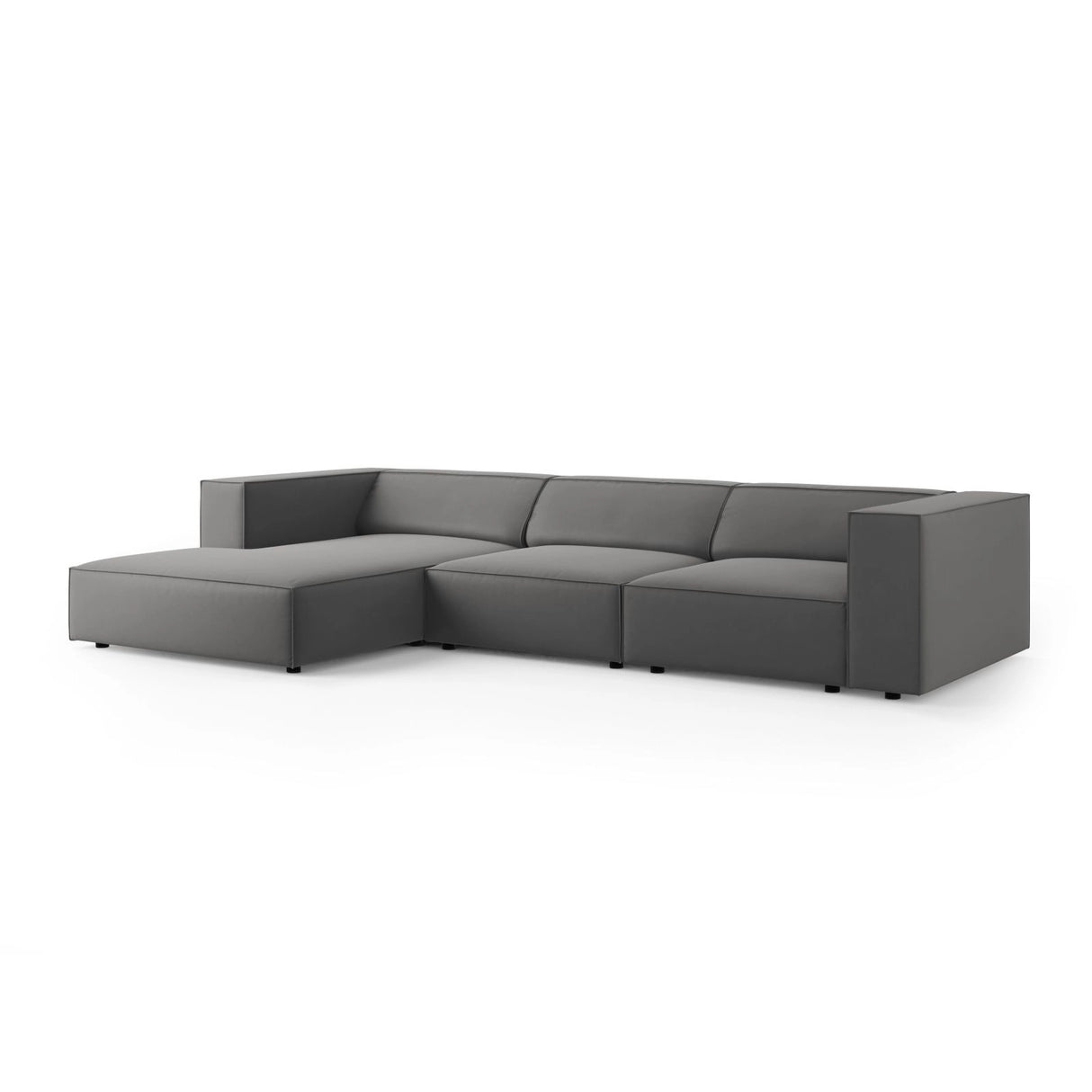 Arendal 4-Sitzer Ecksofa, Linke Seite, aus Samt in Warmes Grau (Casino Anthracite), 284x166x70 cm von Cosmopolitan Design – Bild 3