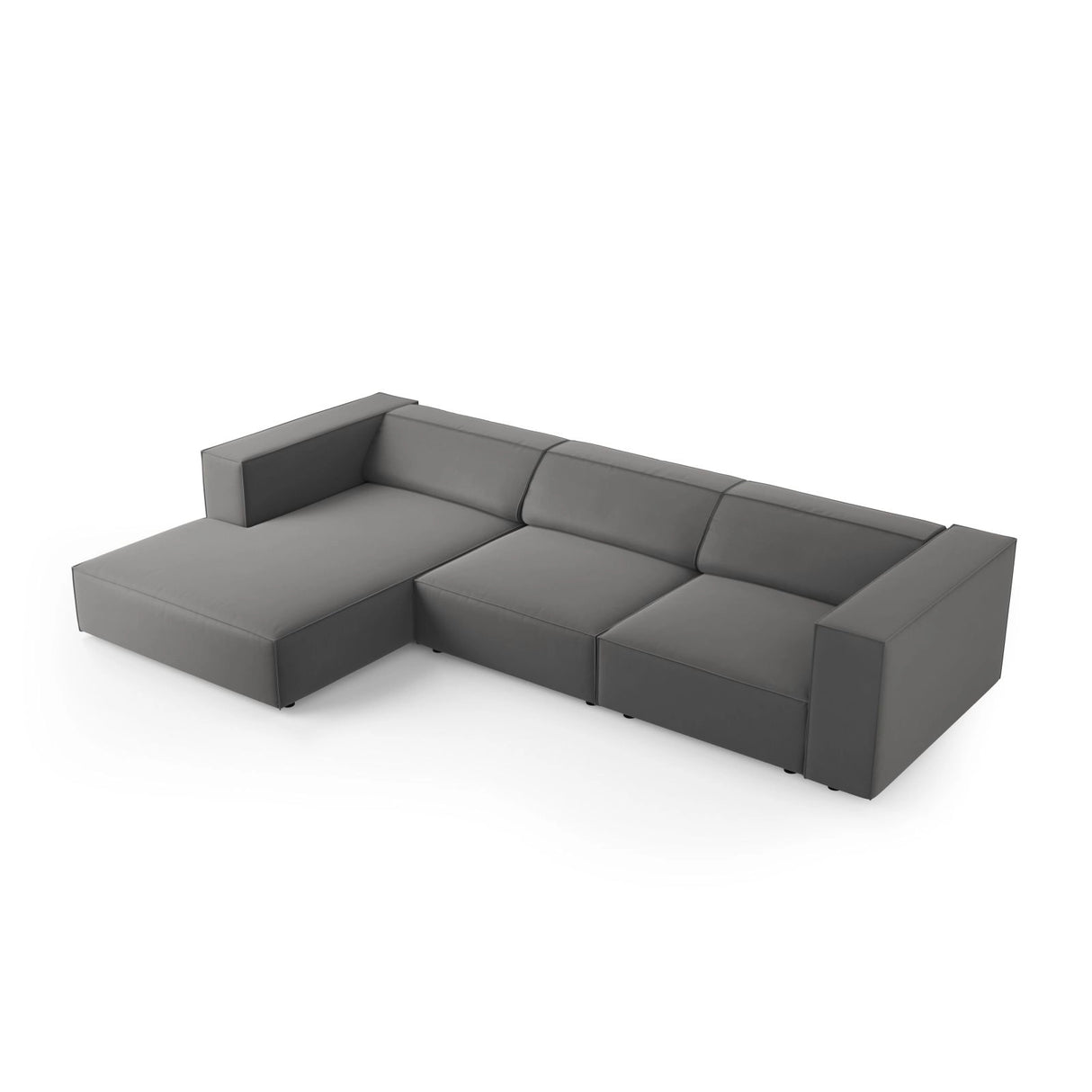 Arendal 4-Sitzer Ecksofa, Linke Seite, aus Samt in Warmes Grau (Casino Anthracite), 284x166x70 cm von Cosmopolitan Design – Bild 5
