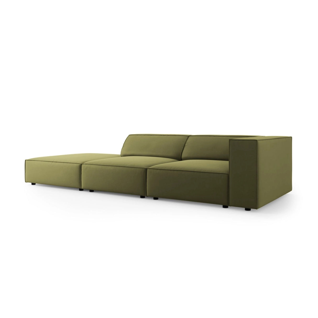 Arendal 4-Sitzer Sofa, Linksseitig, aus Samt in Hellgrün (Casino Forest), Beine aus Schwarzes Plastik, 262x102x70 cm von Cosmopolitan Design – Bild 3