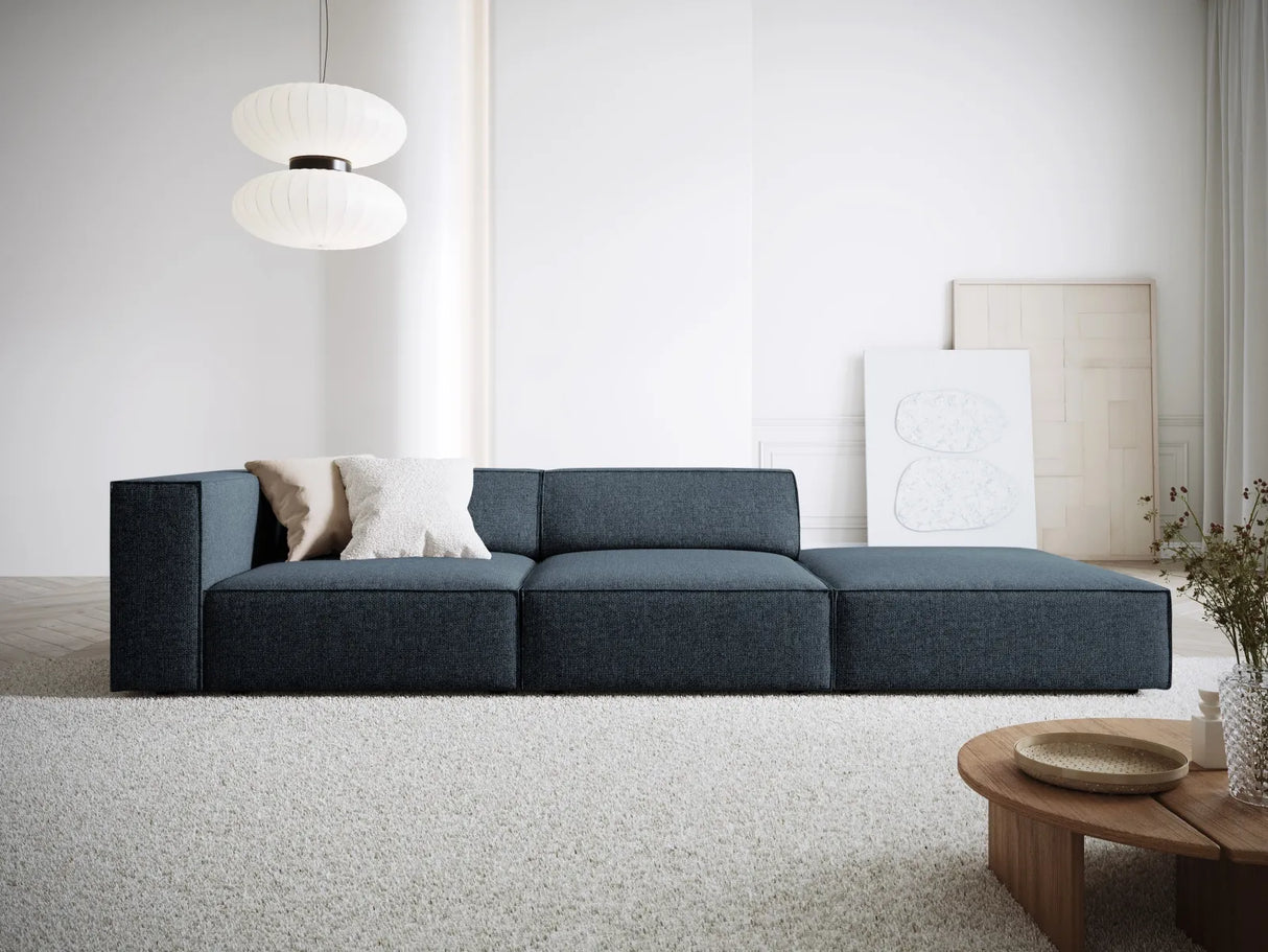 Arendal 4-Sitzer Sofa, Rechtsseitig, aus Chenille in Königsblau (Haga 86), Beine aus Schwarzes Plastik, 262x102x70 cm von Cosmopolitan Design – Bild 2