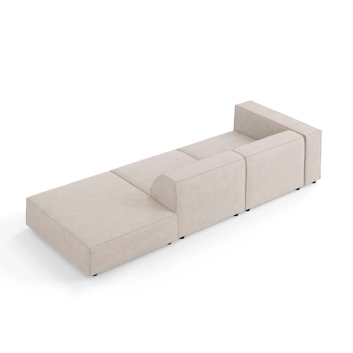 Arendal 4-Sitzer Sofa, Rechtsseitig, aus Chenille mit Cordoptik in Dunkelbeige (Brave Me 18), Beine aus Schwarzes Plastik, 262x102x70 cm von Cosmopolitan Design – Bild 4