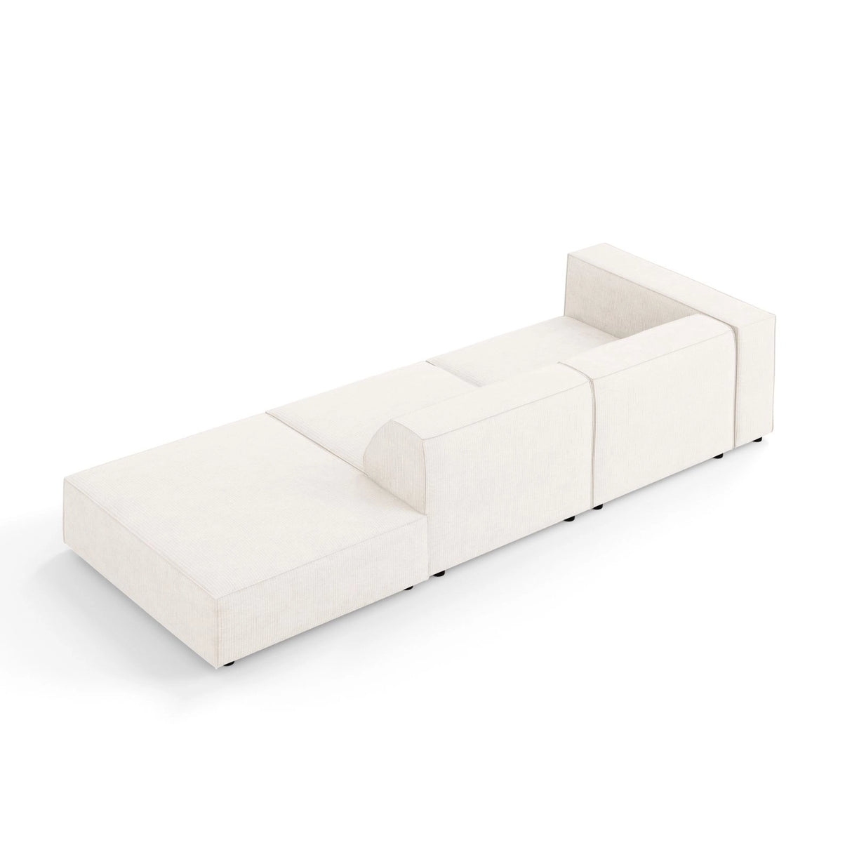 Arendal 4-Sitzer Sofa, Rechtsseitig, aus Chenille mit Cordoptik in Elfenbein (Brave Me 1), Beine aus Schwarzes Plastik, 262x102x70 cm von Cosmopolitan Design – Bild 4