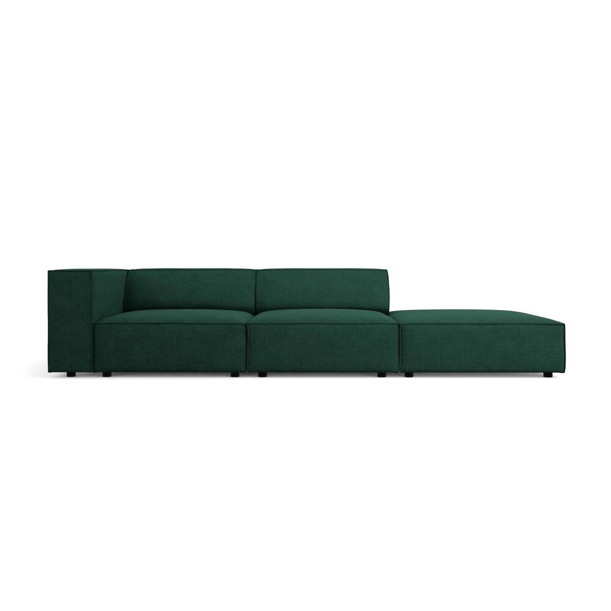 Arendal 4-Sitzer Sofa, Rechtsseitig, aus Chenille mit Cordoptik in Flaschengrün (Brave Me 10), Beine aus Schwarzes Plastik, 262x102x70 cm von Cosmopolitan Design – Bild 1