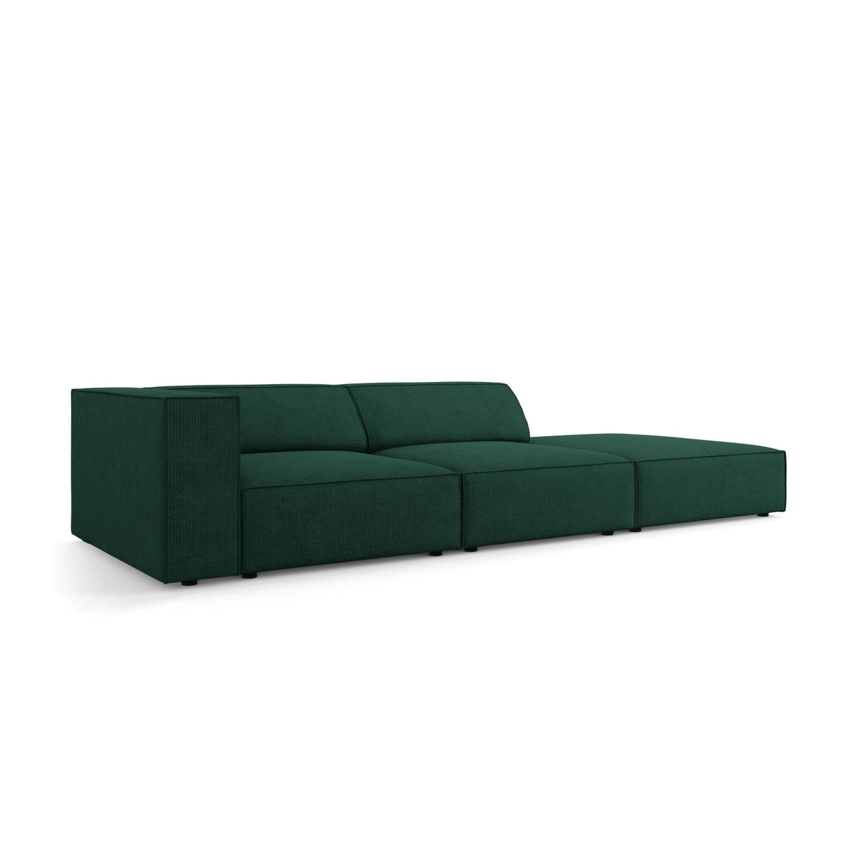 Arendal 4-Sitzer Sofa, Rechtsseitig, aus Chenille mit Cordoptik in Flaschengrün (Brave Me 10), Beine aus Schwarzes Plastik, 262x102x70 cm von Cosmopolitan Design – Bild 3