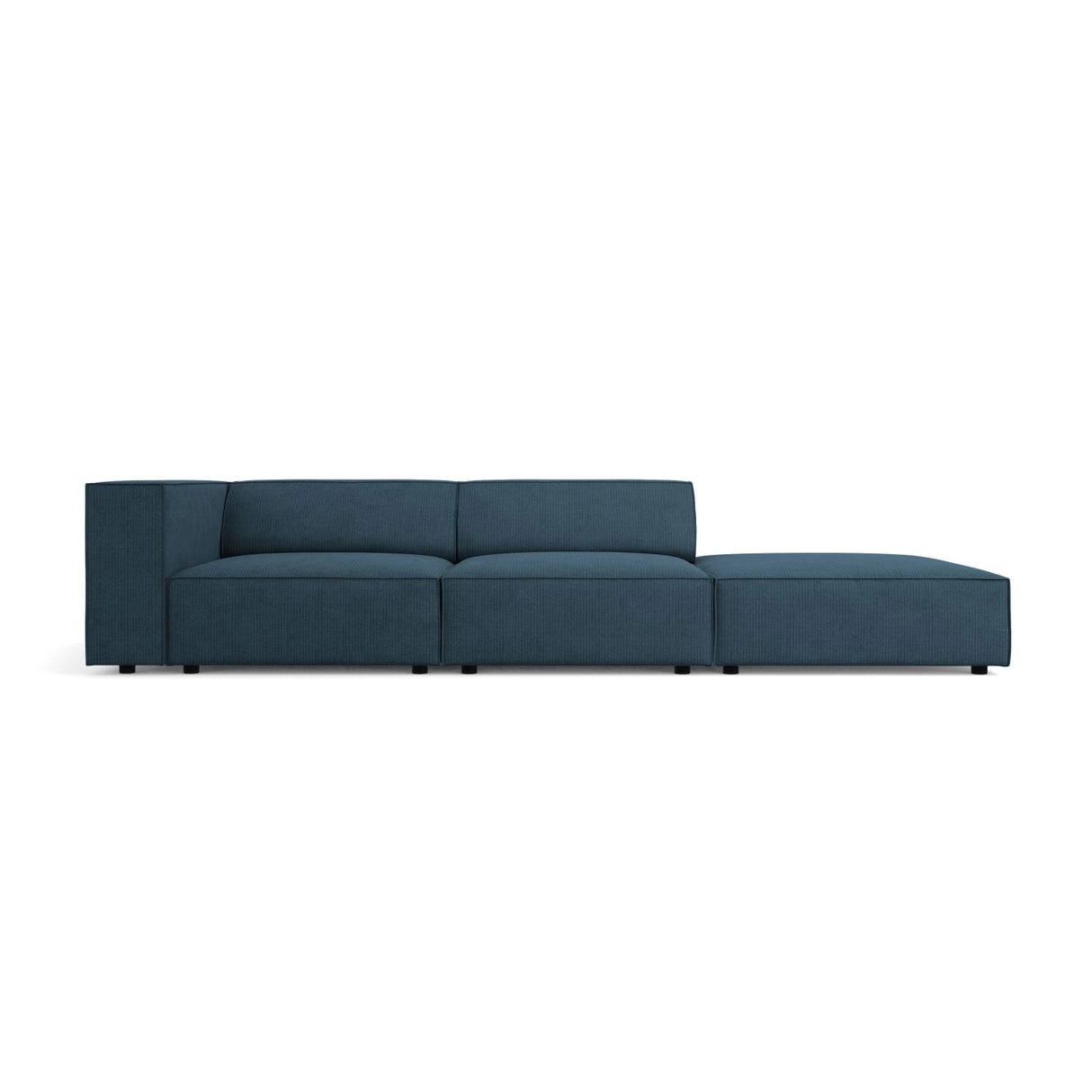 Arendal 4-Sitzer Sofa, Rechtsseitig, aus Chenille mit Cordoptik in Marineblau (Brave Me 9), Beine aus Schwarzes Plastik, 262x102x70 cm von Cosmopolitan Design – Bild 1