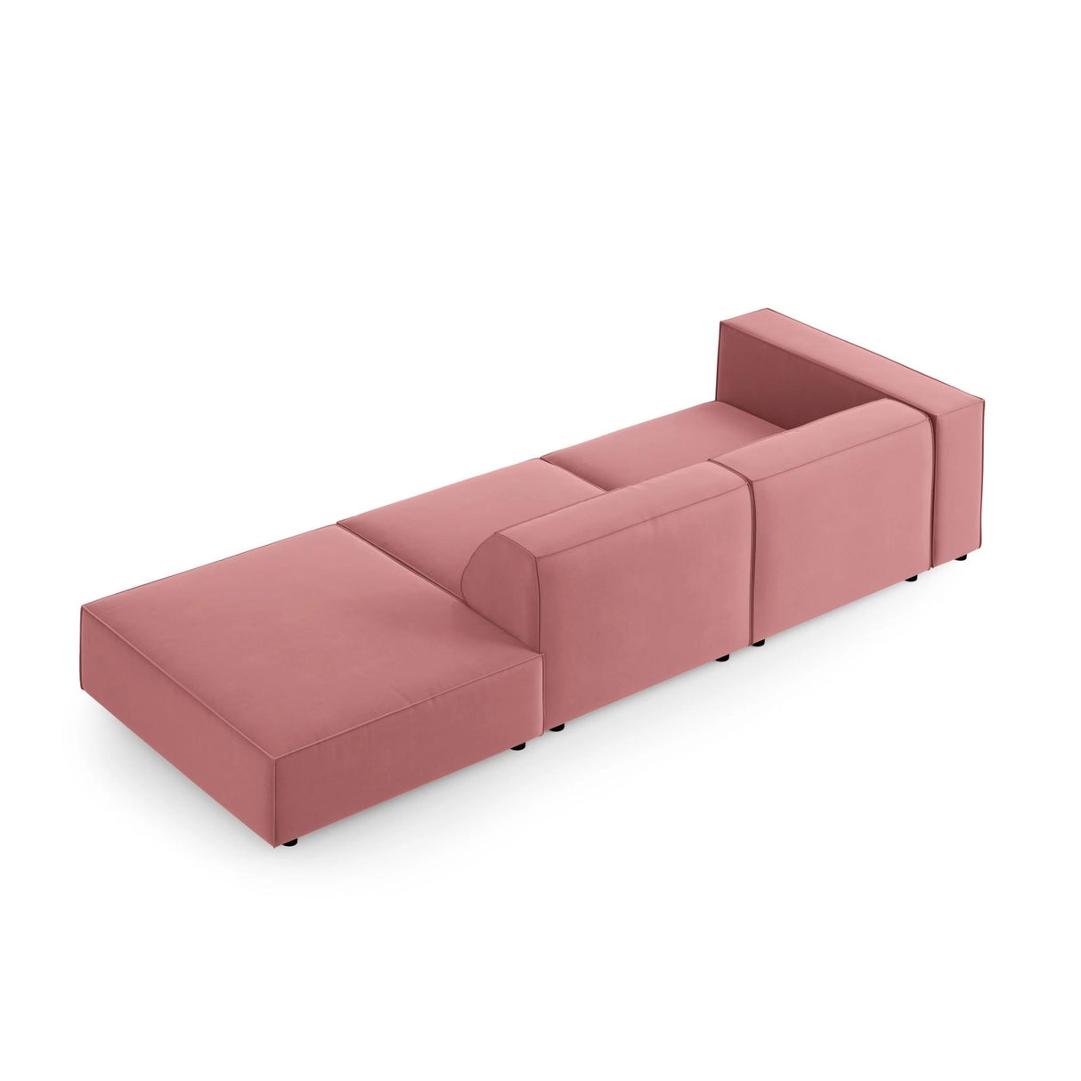 Arendal 4-Sitzer Sofa, Rechtsseitig, aus Samt in Flamingo (Casino Salmon), Beine aus Schwarzes Plastik, 262x102x70 cm von Cosmopolitan Design – Bild 4