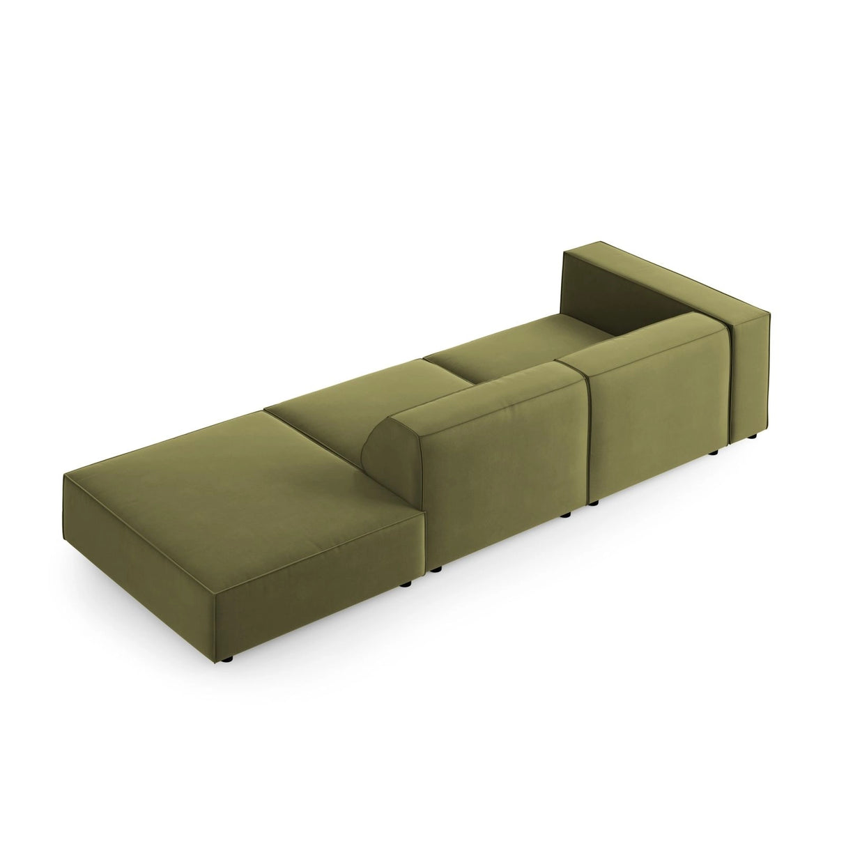 Arendal 4-Sitzer Sofa, Rechtsseitig, aus Samt in Hellgrün (Casino Forest), Beine aus Schwarzes Plastik, 262x102x70 cm von Cosmopolitan Design – Bild 4