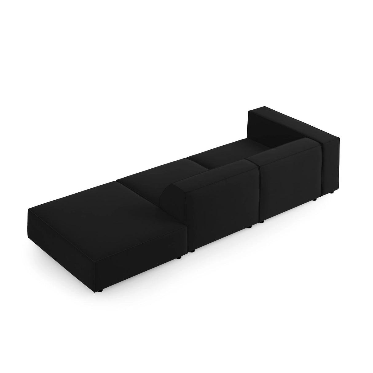 Arendal 4-Sitzer Sofa, Rechtsseitig, aus Samt in Schwarz (Casino Black), Beine aus Schwarzes Plastik, 262x102x70 cm von Cosmopolitan Design – Bild 4