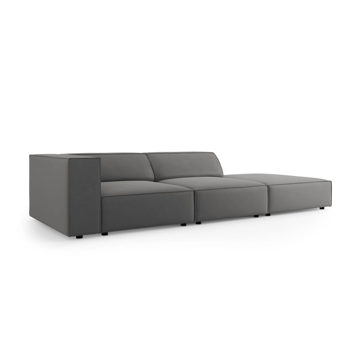 Arendal 4-Sitzer Sofa, Rechtsseitig, aus Samt in Warmes Grau (Casino Anthracite), Beine aus Schwarzes Plastik, 262x102x70 cm von Cosmopolitan Design – Bild 3