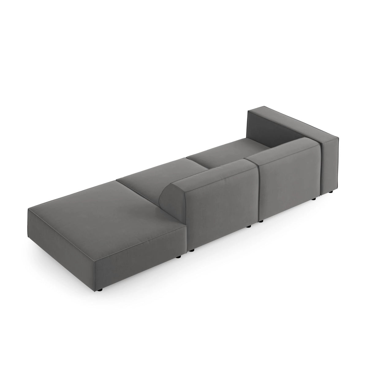 Arendal 4-Sitzer Sofa, Rechtsseitig, aus Samt in Warmes Grau (Casino Anthracite), Beine aus Schwarzes Plastik, 262x102x70 cm von Cosmopolitan Design – Bild 4