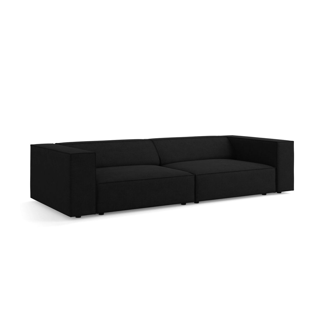 Arendal 4-Sitzer Sofa aus Chenille mit Cordoptik in Schwarz (Brave Me 6), 244x102x70 cm von Cosmopolitan Design – Bild 3