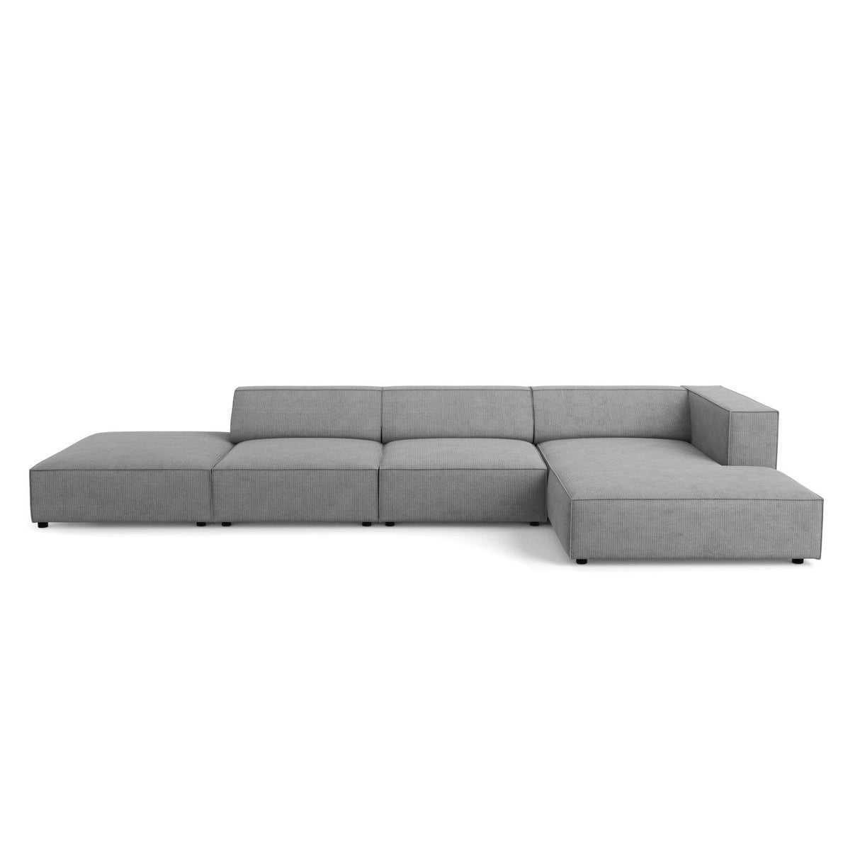 Arendal 5-Sitzer Ecksofa, Rechte Seite, aus Chenille mit Cordoptik in Dunkelgrau (Brave Me 3), 341x166x70 cm von Cosmopolitan Design – Bild 1