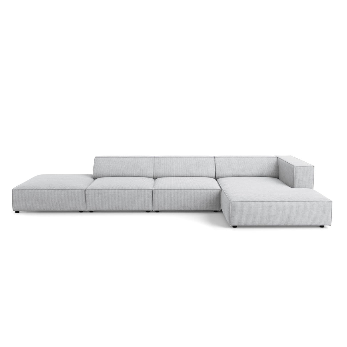 Arendal 5-Sitzer Ecksofa, Rechte Seite, aus Chenille mit Cordoptik in Hellgrau (Brave Me 2), 341x166x70 cm von Cosmopolitan Design – Bild 1