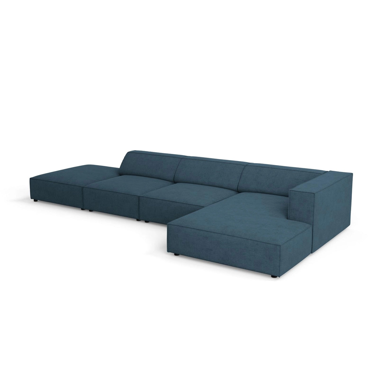 Arendal 5-Sitzer Ecksofa, Rechte Seite, aus Chenille mit Cordoptik in Marineblau (Brave Me 9), 341x166x70 cm von Cosmopolitan Design – Bild 5