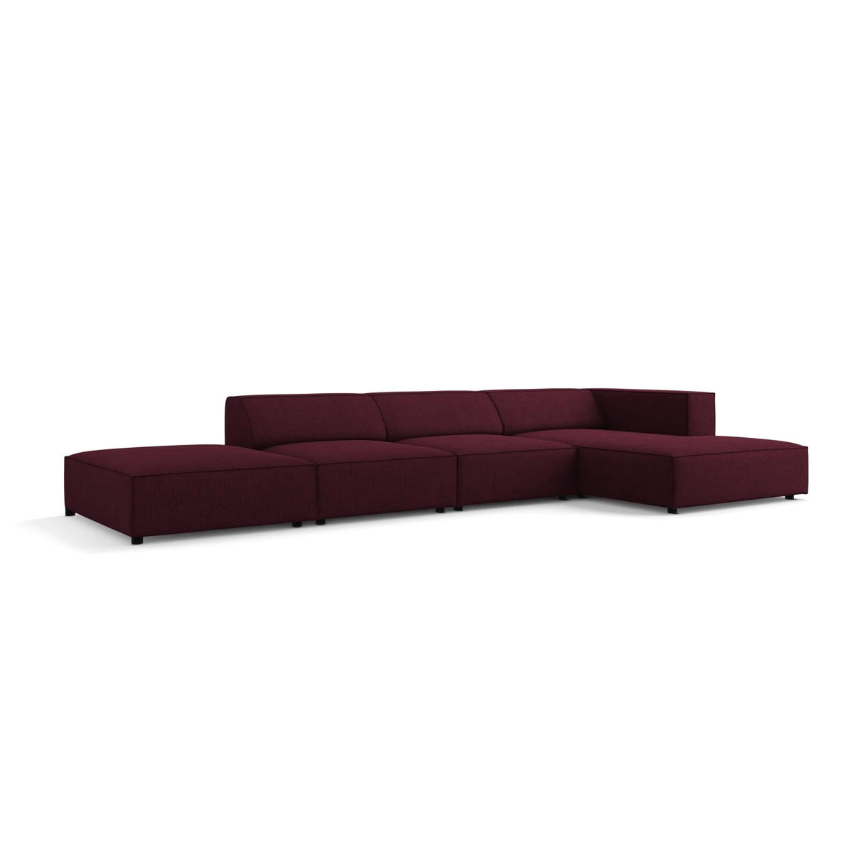 Arendal 5-Sitzer Ecksofa, Rechte Seite, aus Chenille mit Cordoptik in Rubin (Brave Me 8), 341x166x70 cm von Cosmopolitan Design – Bild 3