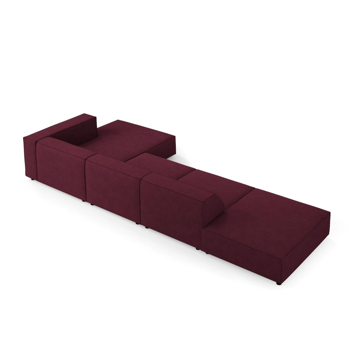 Arendal 5-Sitzer Ecksofa, Rechte Seite, aus Chenille mit Cordoptik in Rubin (Brave Me 8), 341x166x70 cm von Cosmopolitan Design – Bild 4