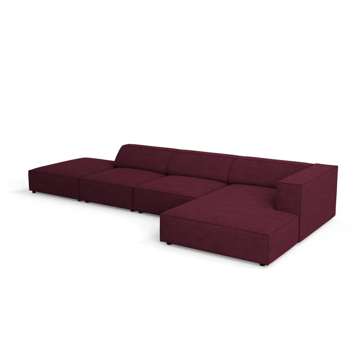 Arendal 5-Sitzer Ecksofa, Rechte Seite, aus Chenille mit Cordoptik in Rubin (Brave Me 8), 341x166x70 cm von Cosmopolitan Design – Bild 5