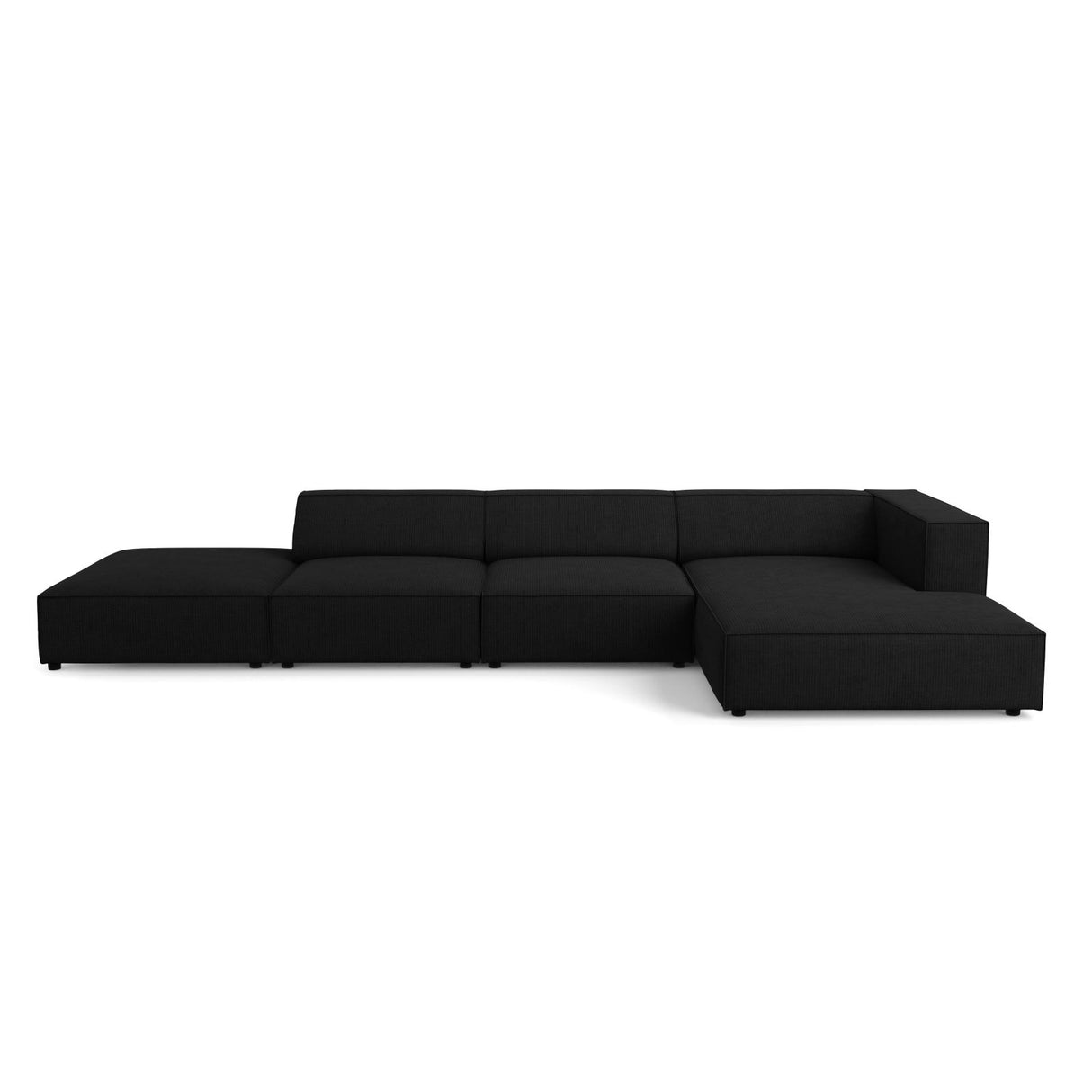 Arendal 5-Sitzer Ecksofa, Rechte Seite, aus Chenille mit Cordoptik in Schwarz (Brave Me 6), 341x166x70 cm von Cosmopolitan Design – Bild 1