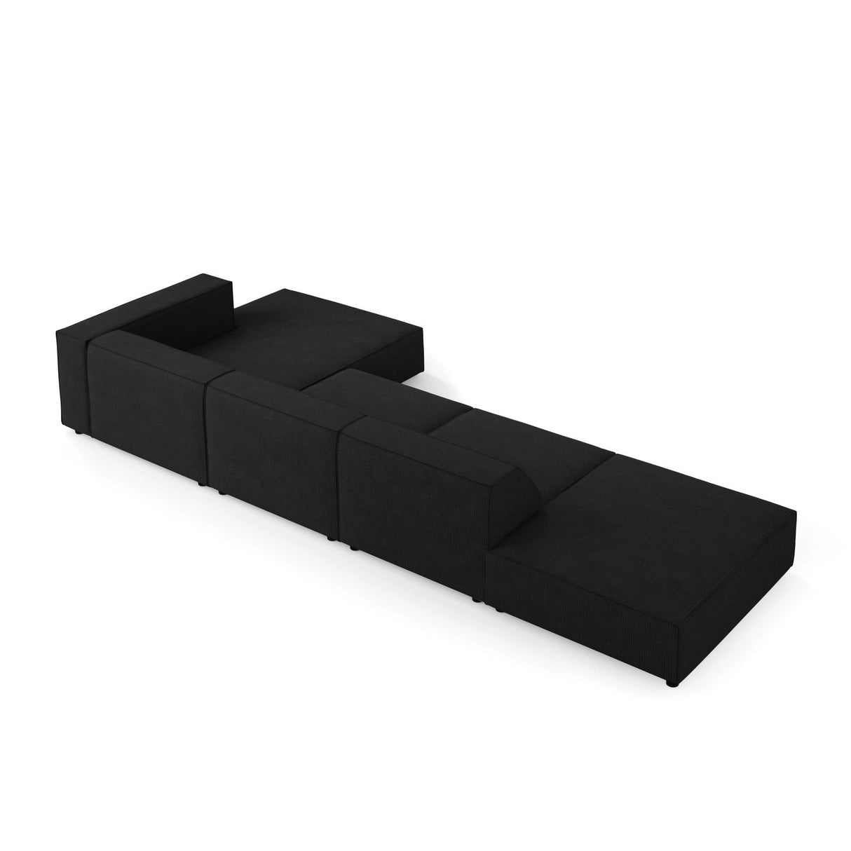 Arendal 5-Sitzer Ecksofa, Rechte Seite, aus Chenille mit Cordoptik in Schwarz (Brave Me 6), 341x166x70 cm von Cosmopolitan Design – Bild 4