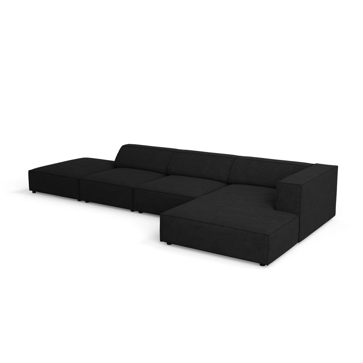Arendal 5-Sitzer Ecksofa, Rechte Seite, aus Chenille mit Cordoptik in Schwarz (Brave Me 6), 341x166x70 cm von Cosmopolitan Design – Bild 5