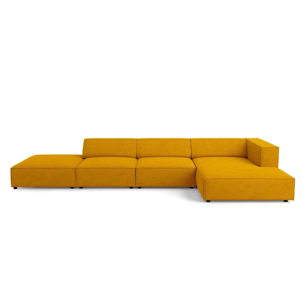 Arendal 5-Sitzer Ecksofa, Rechte Seite, aus Chenille mit Cordoptik in Senf (Brave Me 13), 341x166x70 cm von Cosmopolitan Design – Bild 1