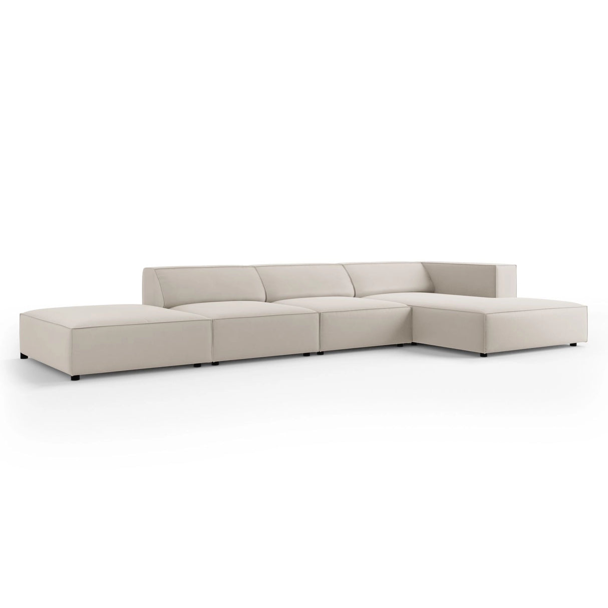 Arendal 5-Sitzer Ecksofa, Rechte Seite, aus Samt in Ecru (Casino Sand), 341x166x70 cm von Cosmopolitan Design – Bild 3