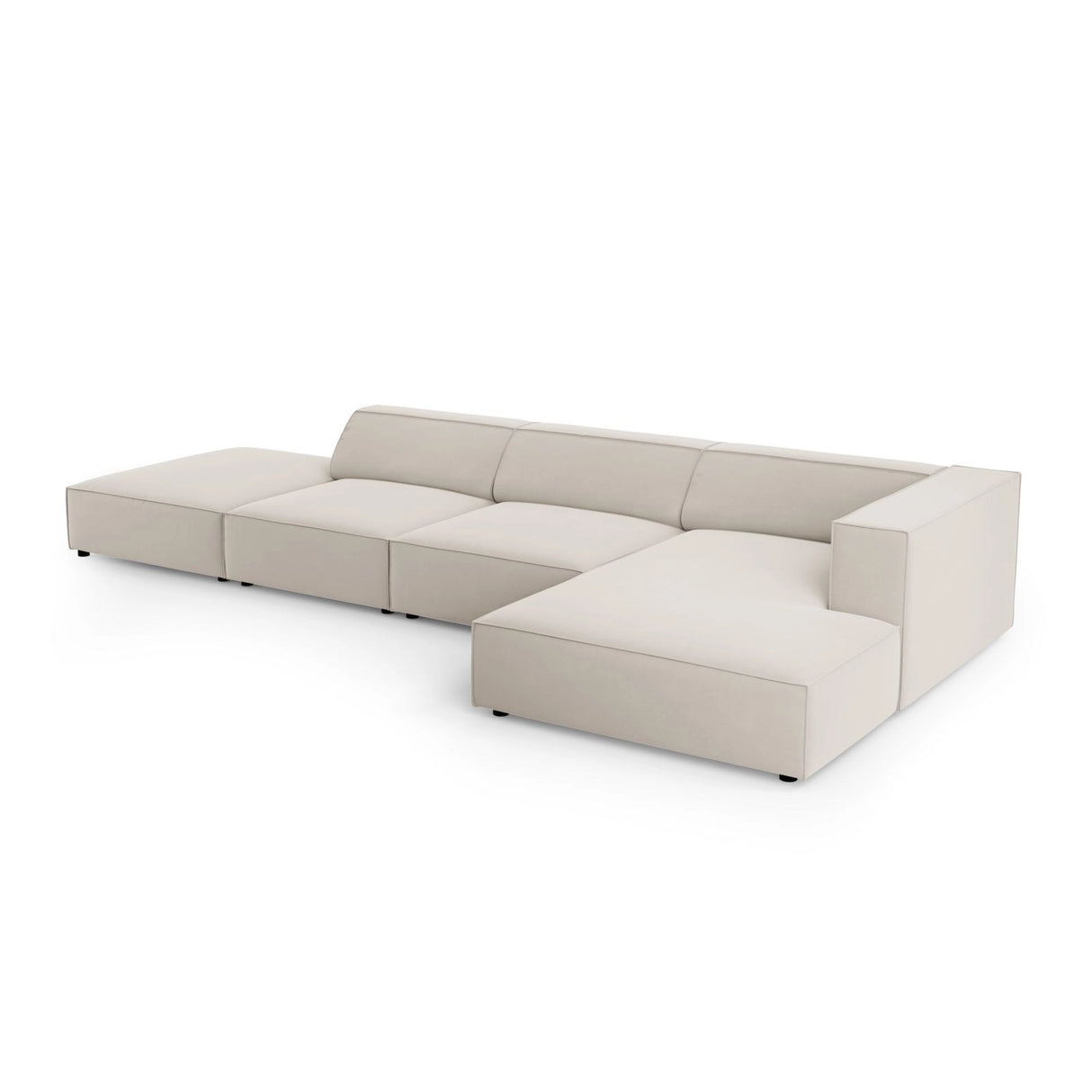 Arendal 5-Sitzer Ecksofa, Rechte Seite, aus Samt in Ecru (Casino Sand), 341x166x70 cm von Cosmopolitan Design – Bild 5