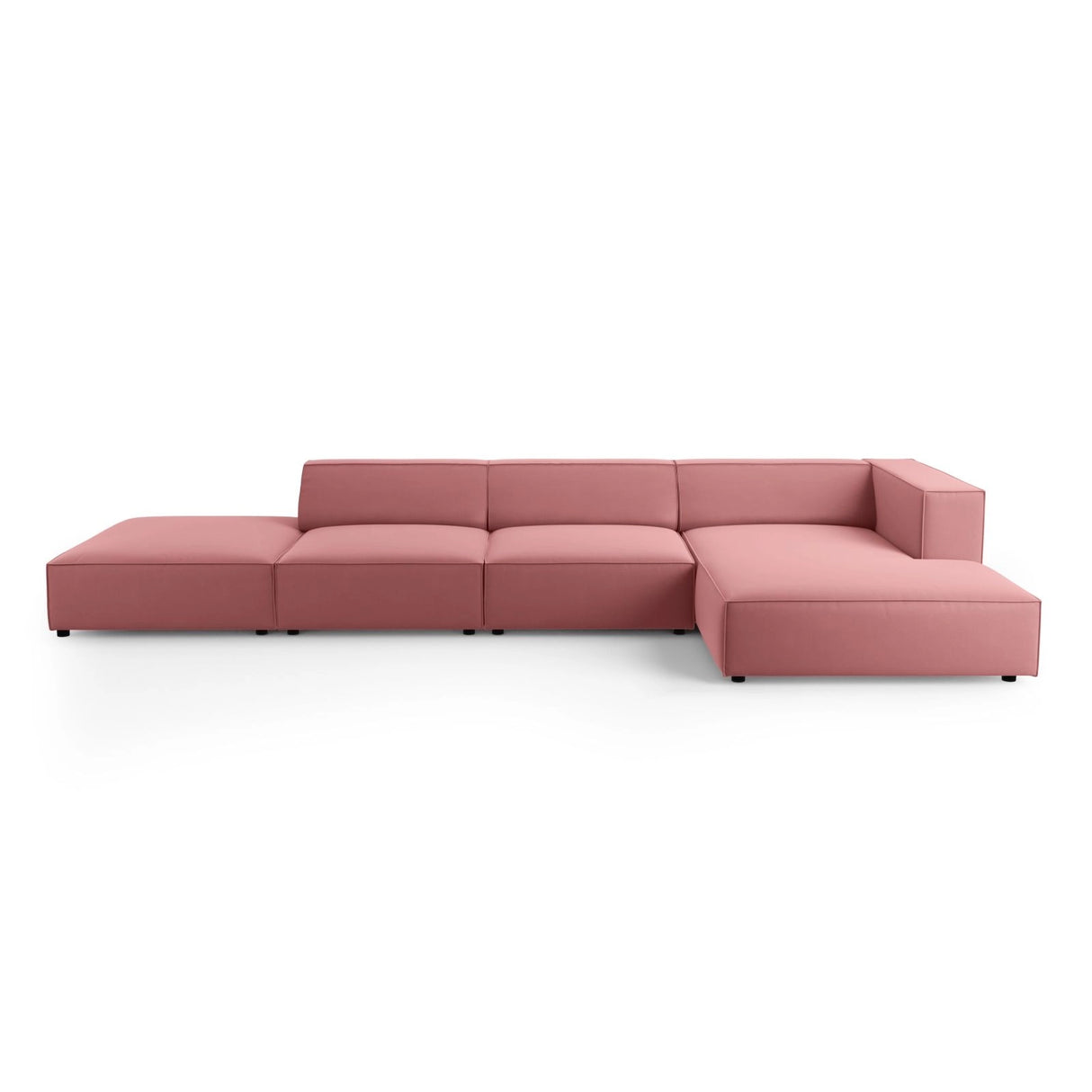 Arendal 5-Sitzer Ecksofa, Rechte Seite, aus Samt in Flamingo (Casino Salmon), 341x166x70 cm von Cosmopolitan Design – Bild 1