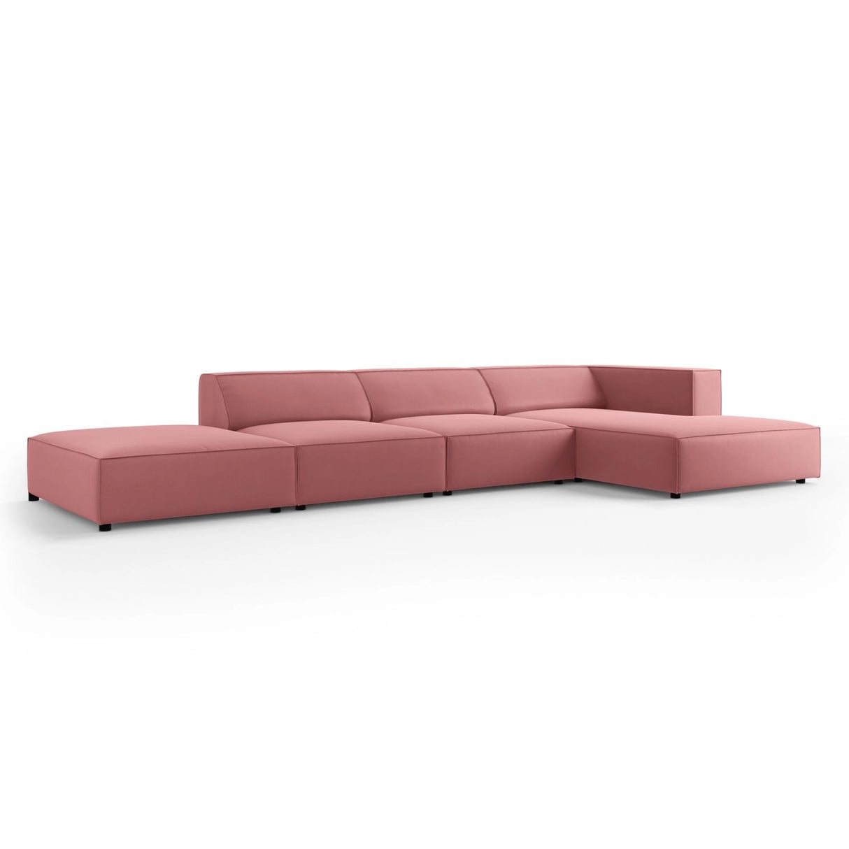 Arendal 5-Sitzer Ecksofa, Rechte Seite, aus Samt in Flamingo (Casino Salmon), 341x166x70 cm von Cosmopolitan Design – Bild 3