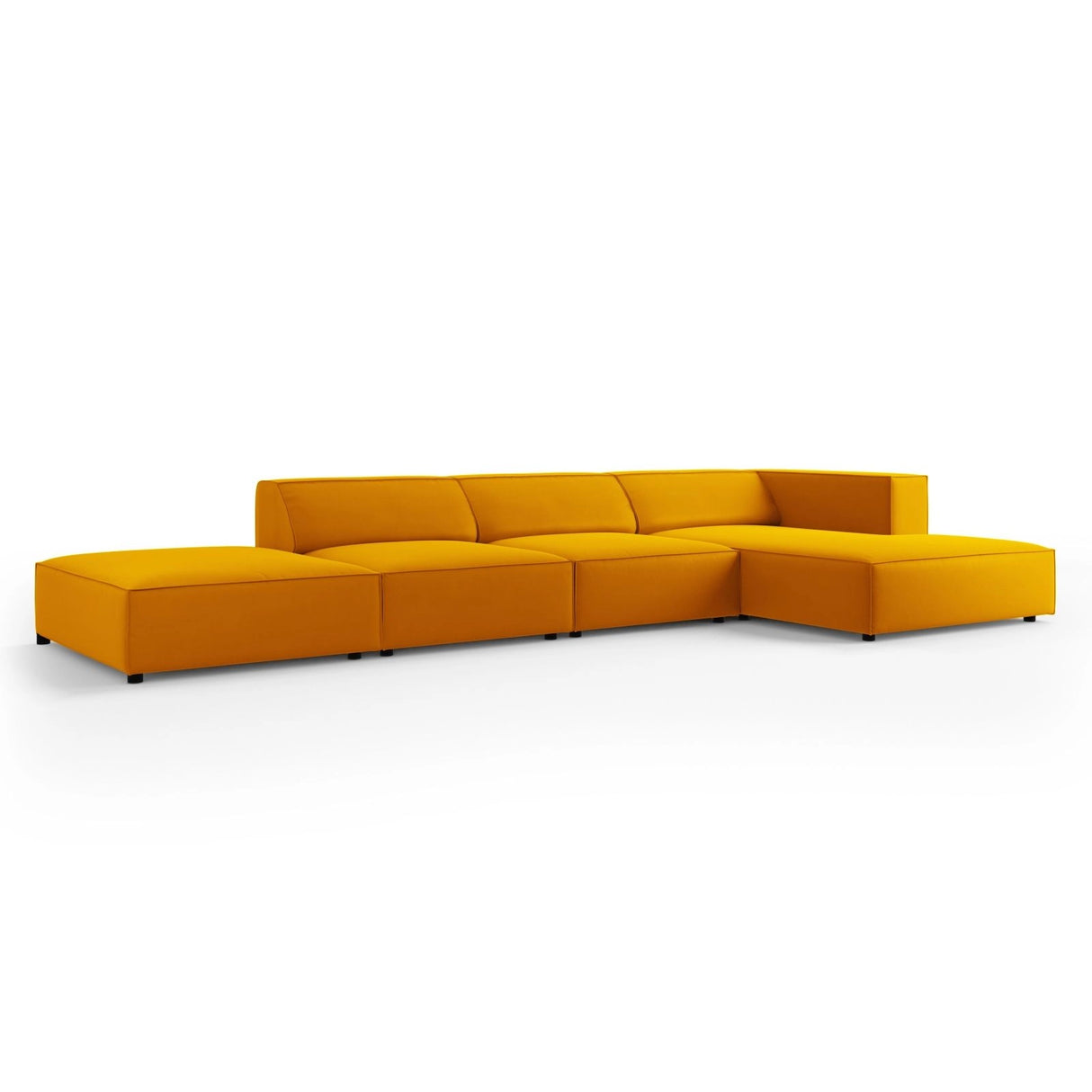 Arendal 5-Sitzer Ecksofa, Rechte Seite, aus Samt in Gelb (Casino Mostaza), 341x166x70 cm von Cosmopolitan Design – Bild 3