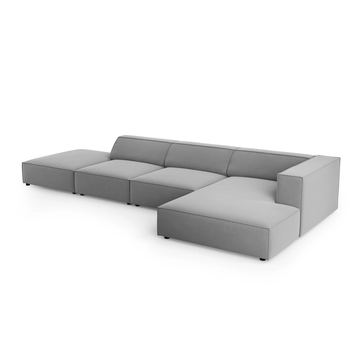 Arendal 5-Sitzer Ecksofa, Rechte Seite, aus Samt in Hellgrau (Casino Ash), 341x166x70 cm von Cosmopolitan Design – Bild 5