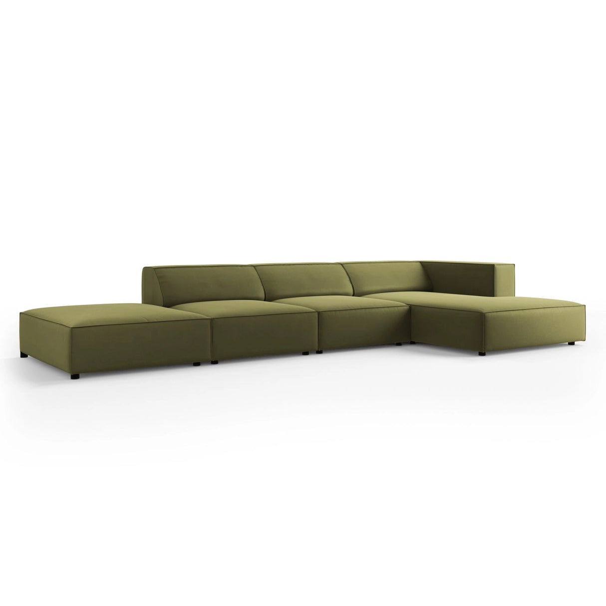 Arendal 5-Sitzer Ecksofa, Rechte Seite, aus Samt in Hellgrün (Casino Forest), 341x166x70 cm von Cosmopolitan Design – Bild 3