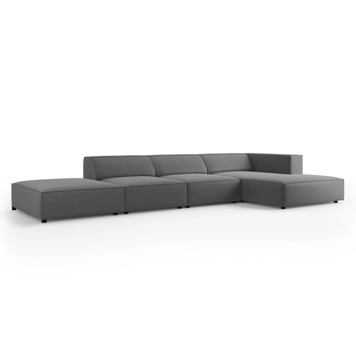 Arendal 5-Sitzer Ecksofa, Rechte Seite, aus Samt in Warmes Grau (Casino Anthracite), 341x166x70 cm von Cosmopolitan Design – Bild 3