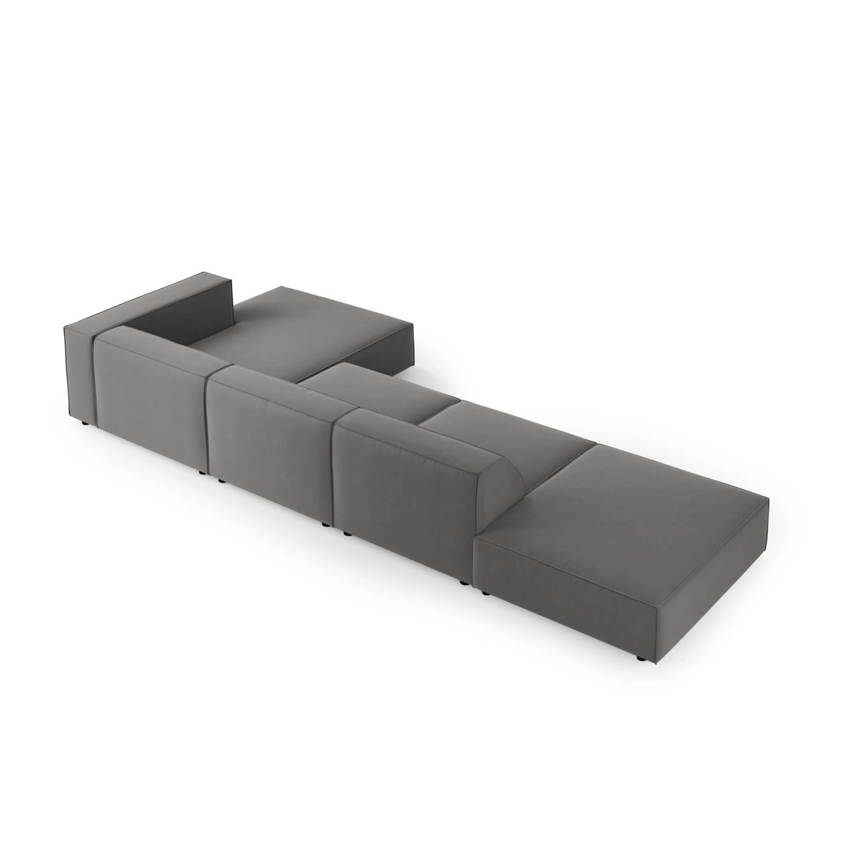 Arendal 5-Sitzer Ecksofa, Rechte Seite, aus Samt in Warmes Grau (Casino Anthracite), 341x166x70 cm von Cosmopolitan Design – Bild 4