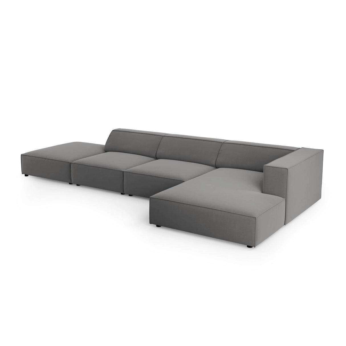 Arendal 5-Sitzer Ecksofa, Rechte Seite, aus Samt in Warmes Grau (Casino Anthracite), 341x166x70 cm von Cosmopolitan Design – Bild 5