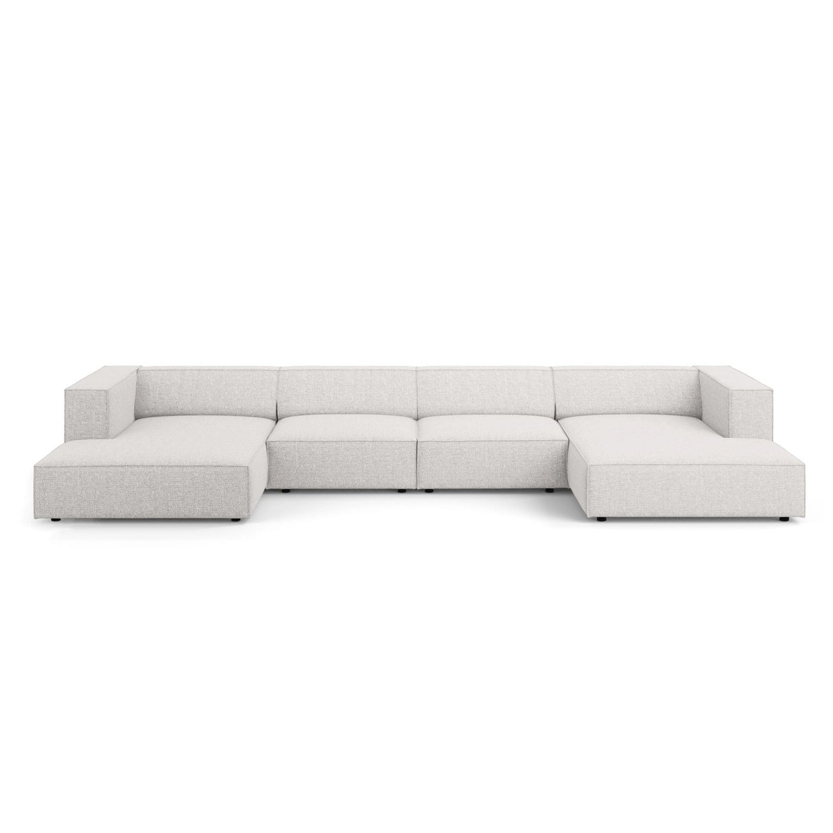 Arendal 6-Sitzer Panorama Sofa aus Chenille in Hellgrau (Haga 06), Beine in Schwarzes Plastik, 364x166x70 cm von Cosmopolitan Design – Bild 1