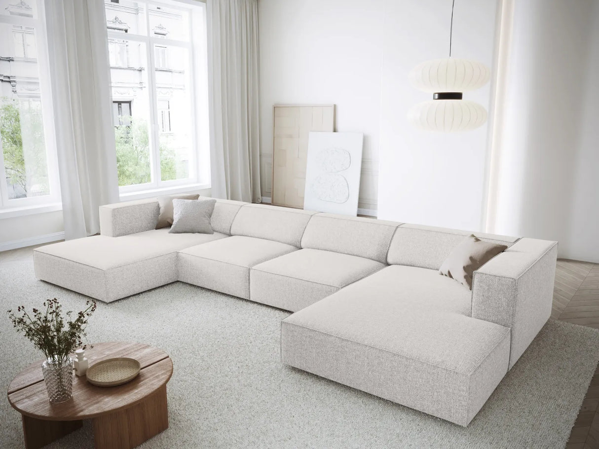 Arendal 6-Sitzer Panorama Sofa aus Chenille in Hellgrau (Haga 06), Beine in Schwarzes Plastik, 364x166x70 cm von Cosmopolitan Design – Bild 2