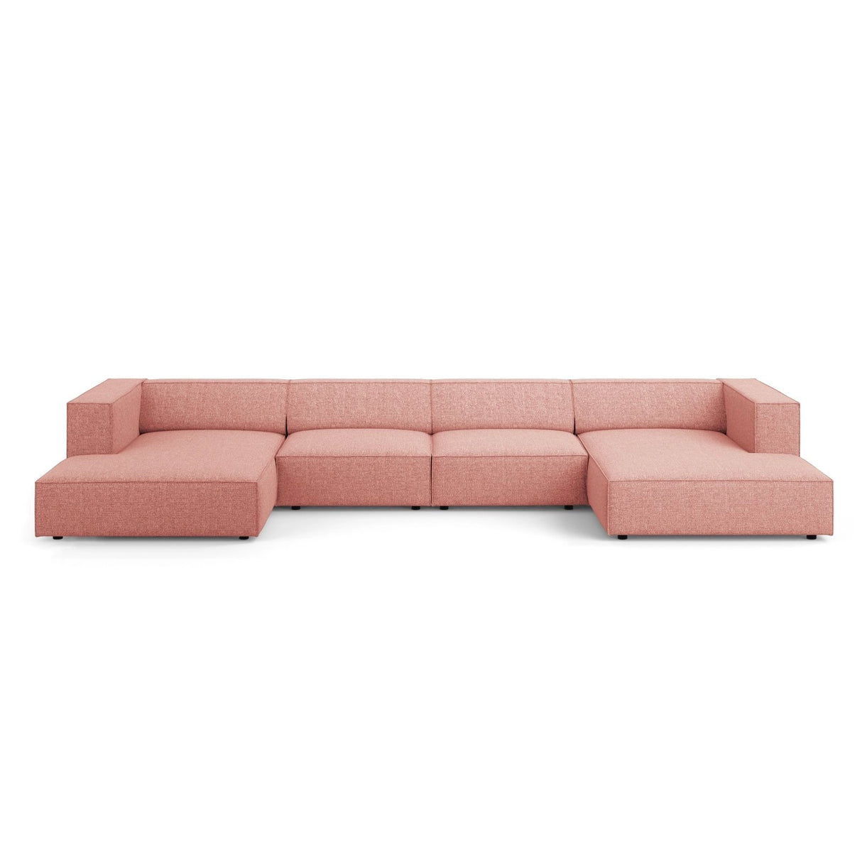 Arendal 6-Sitzer Panorama Sofa aus Chenille in Rosa (Haga 52), Beine in Schwarzes Plastik, 364x166x70 cm von Cosmopolitan Design – Bild 1