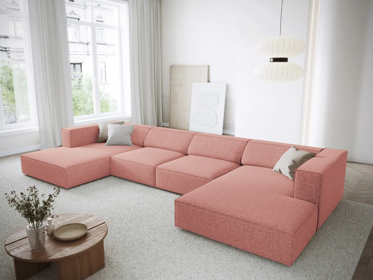 Arendal 6-Sitzer Panorama Sofa aus Chenille in Rosa (Haga 52), Beine in Schwarzes Plastik, 364x166x70 cm von Cosmopolitan Design – Bild 2