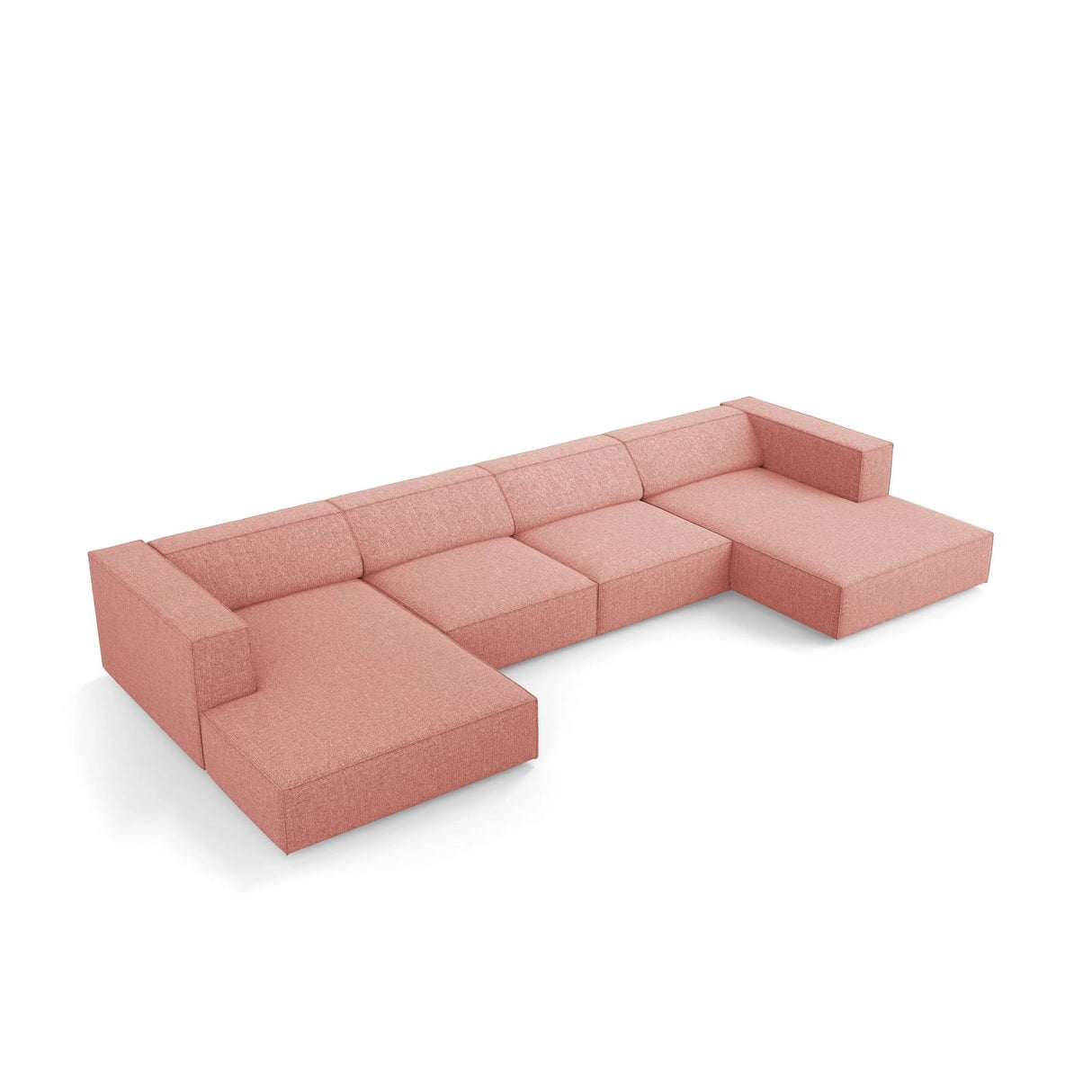 Arendal 6-Sitzer Panorama Sofa aus Chenille in Rosa (Haga 52), Beine in Schwarzes Plastik, 364x166x70 cm von Cosmopolitan Design – Bild 5
