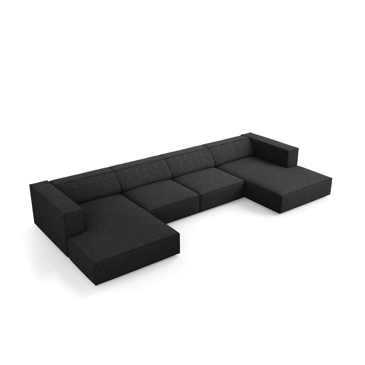 Arendal 6-Sitzer Panorama Sofa aus Chenille in Schwarz (Haga 19), Beine in Schwarzes Plastik, 364x166x70 cm von Cosmopolitan Design – Bild 5
