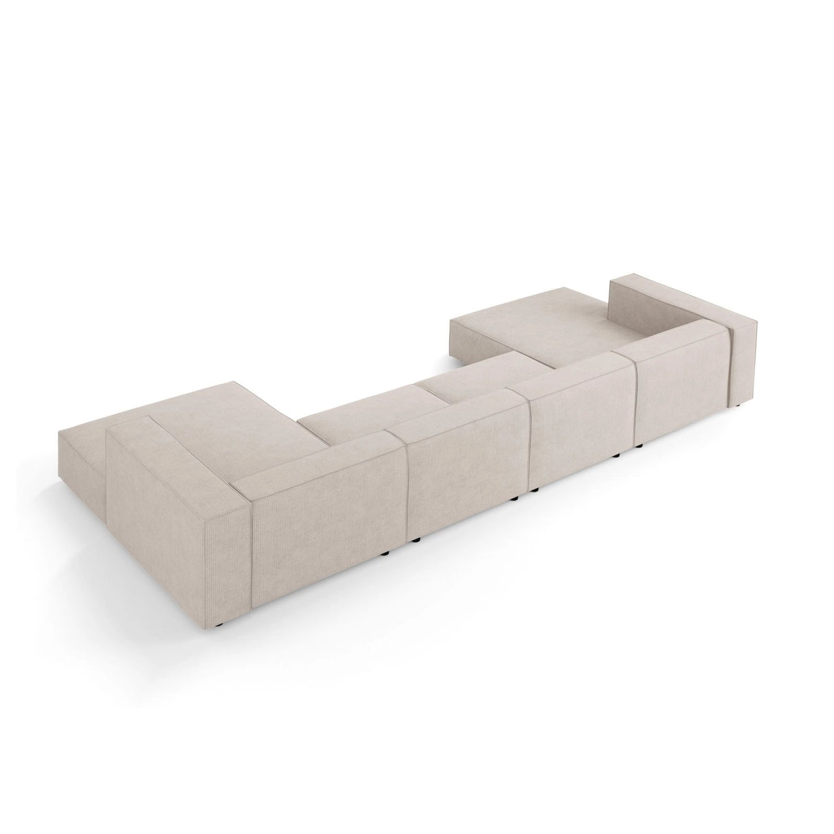 Arendal 6-Sitzer Panorama Sofa aus Chenille mit Cordoptik in Dunkelbeige (Brave Me 18), Beine in Schwarzes Plastik, 364x166x70 cm von Cosmopolitan Design – Bild 4