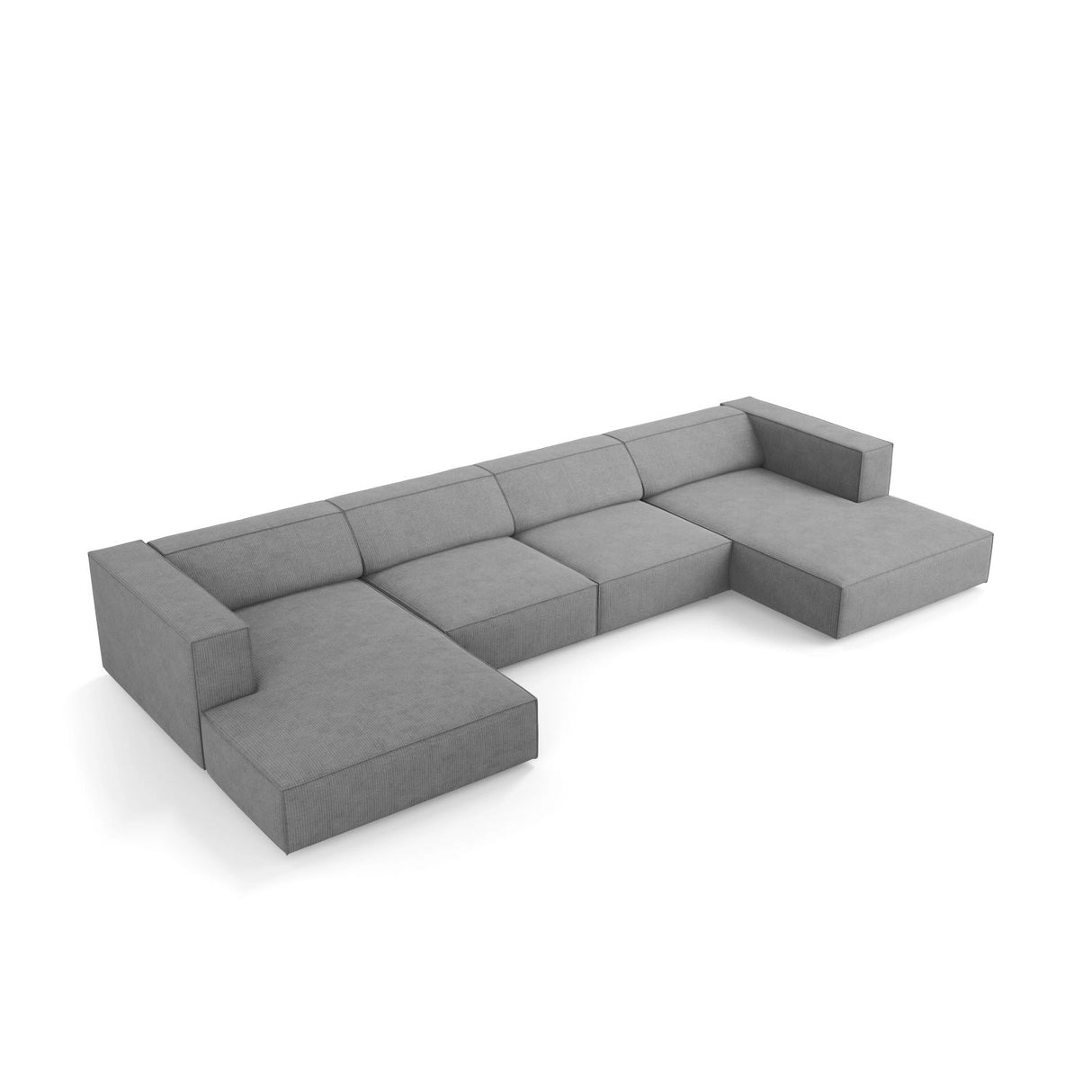 Arendal 6-Sitzer Panorama Sofa aus Chenille mit Cordoptik in Dunkelgrau (Brave Me 3), Beine in Schwarzes Plastik, 364x166x70 cm von Cosmopolitan Design – Bild 3