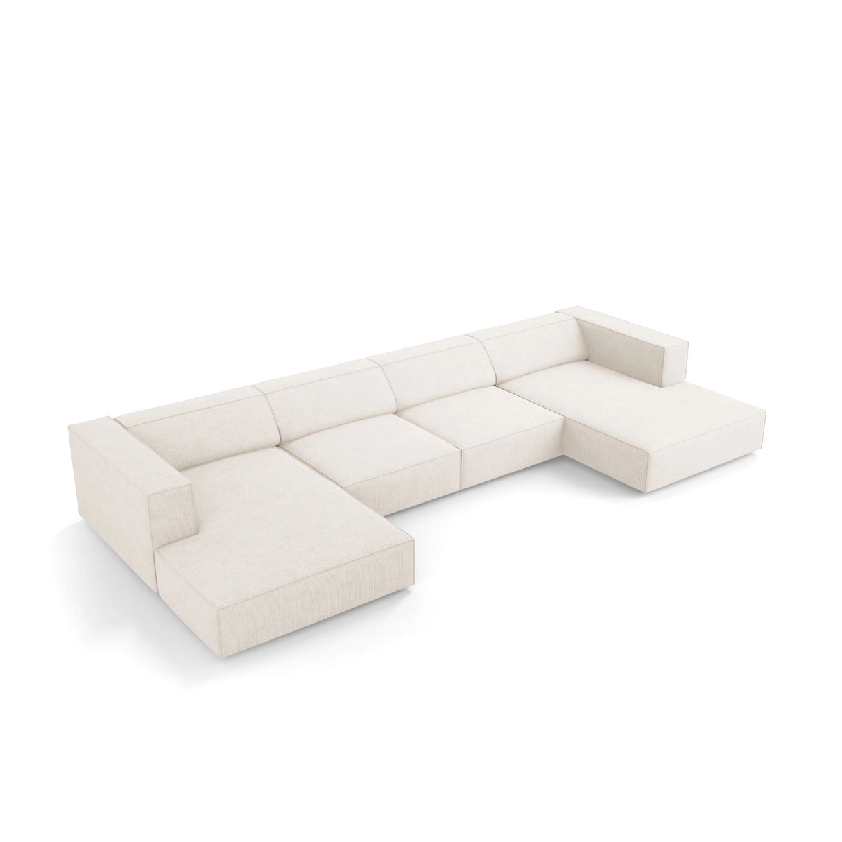 Arendal 6-Sitzer Panorama Sofa aus Chenille mit Cordoptik in Elfenbein (Brave Me 1), Beine in Schwarzes Plastik, 364x166x70 cm von Cosmopolitan Design – Bild 3